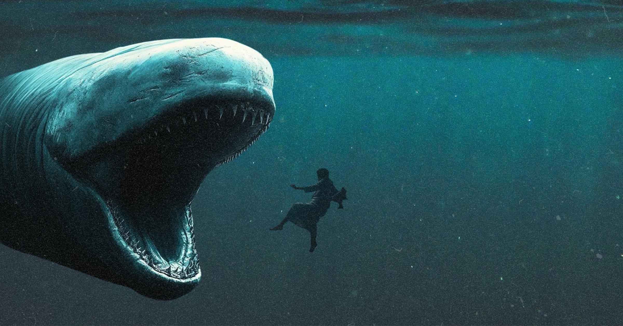 A big fish in water with mouth open toward human
